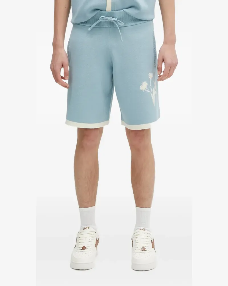 Filling Pieces Shorts mit Blumenstickerei - Blau Blau