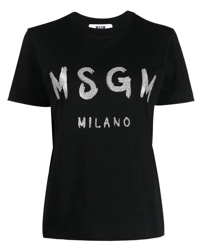 MSGM T-Shirt mit Logo-Print - Schwarz Schwarz