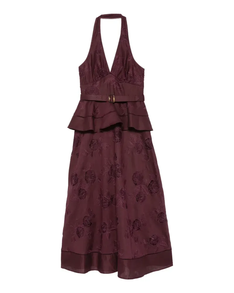Self-Portrait floral-embroidered midi dress - Rot Rot