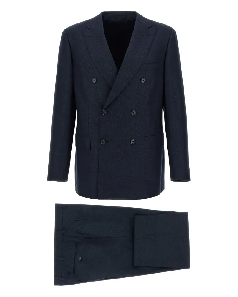 Brioni Wollanzug mit Fischgrätenmuster - Blau Blau