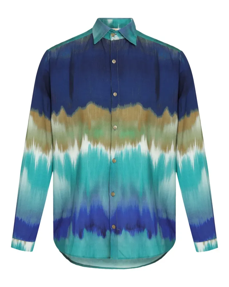 Amir Slama Hemd mit Batikmuster - Blau Blau