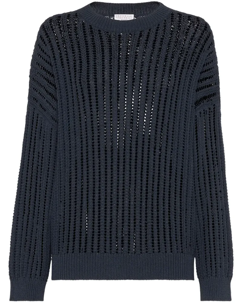 Brunello Cucinelli Pullover mit Lochstrickmuster - Blau Blau