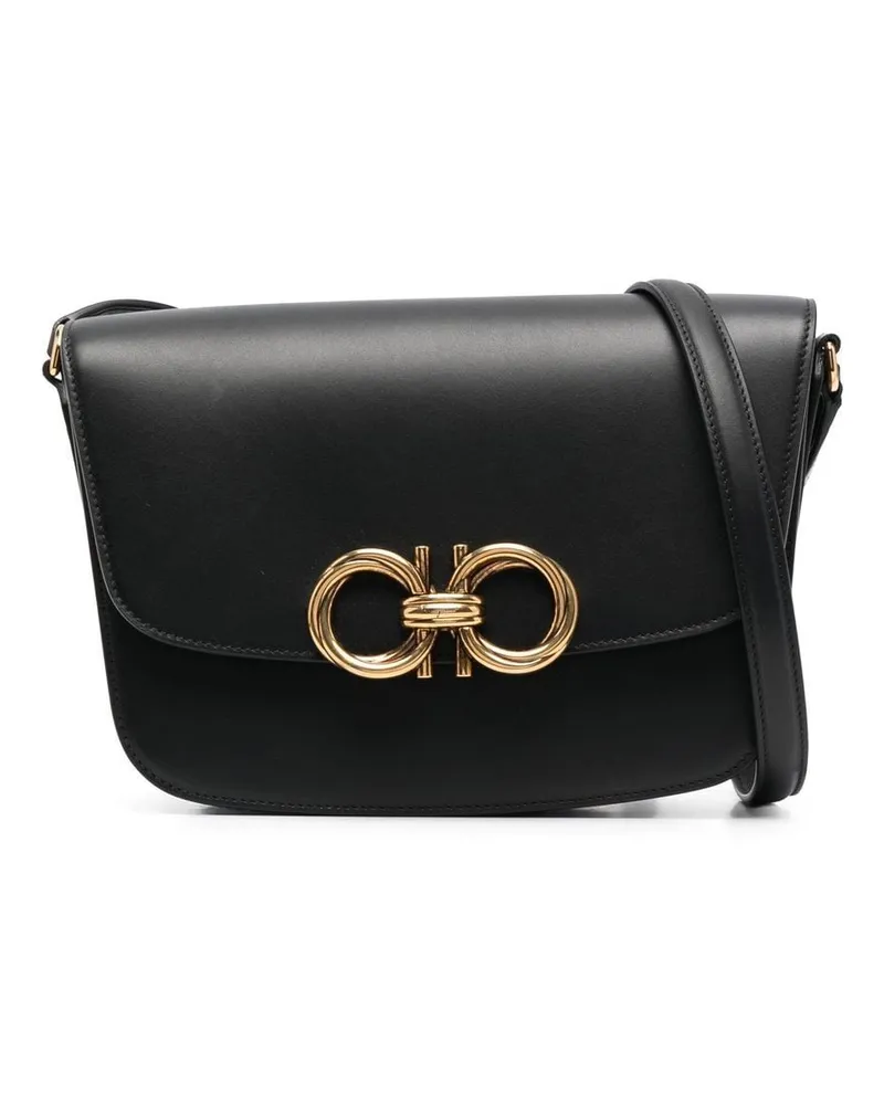 Ferragamo Schultertasche mit Gancini-Detail - Schwarz Schwarz