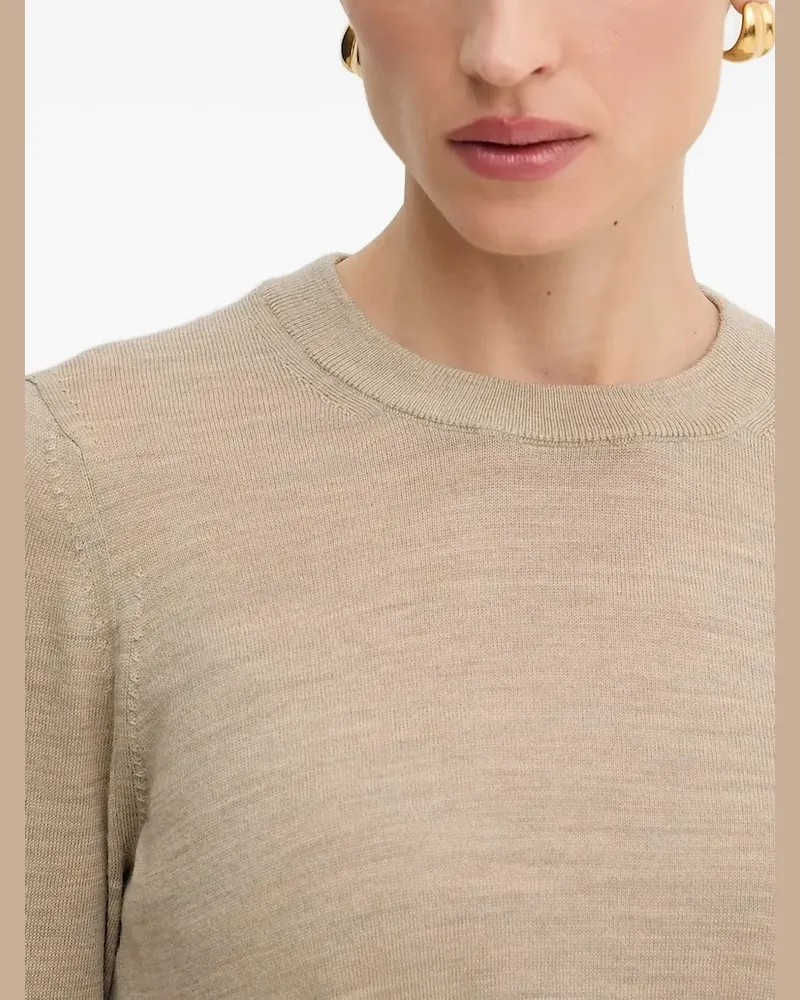 Michael Kors Rundhals-Pullover mit Knopfmanschetten - Nude Nude