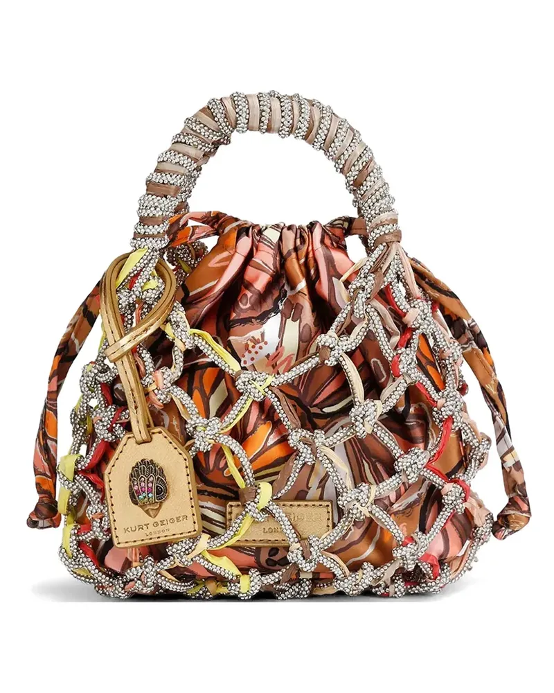 Kurt Geiger crystal-embellished net-effect bucket bag - Braun Braun
