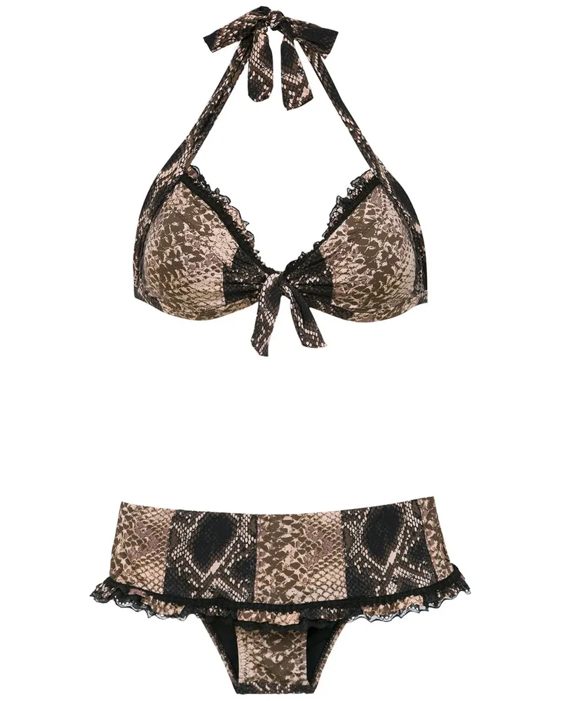 Amir Slama Bikini mit Print - Schwarz Schwarz