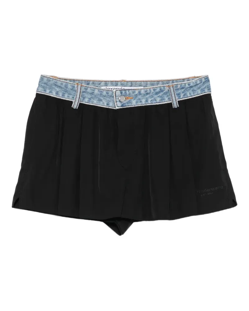 Alexander Wang denim-waistband pleated shorts - Schwarz Schwarz