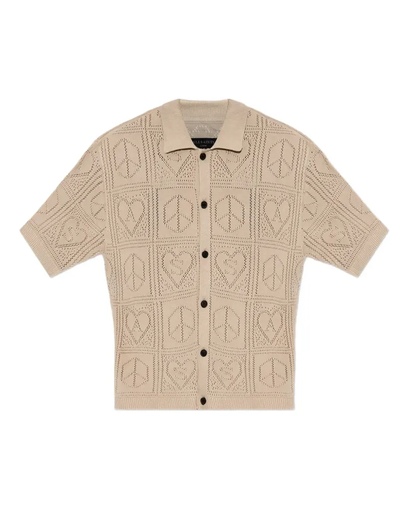 AllSaints Kurzärmeliger Arktx Cardigan mit Lochstrickmuster - Nude Nude