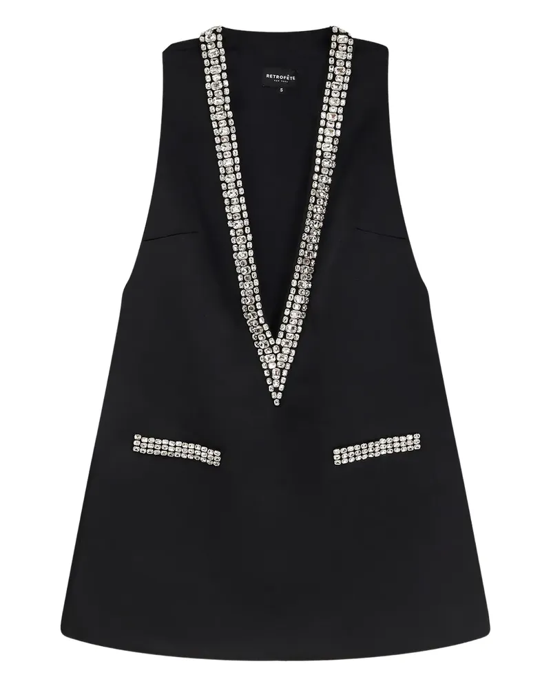 Retrofête Nancie rhinestone trim mini dress - Schwarz Schwarz