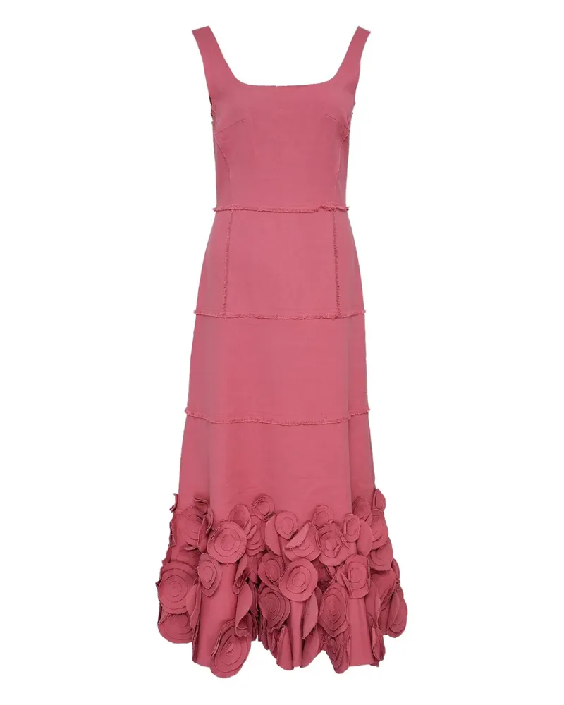 Alexis Gestuftes Kleid mit Rosenverzierung - Rosa Rosa