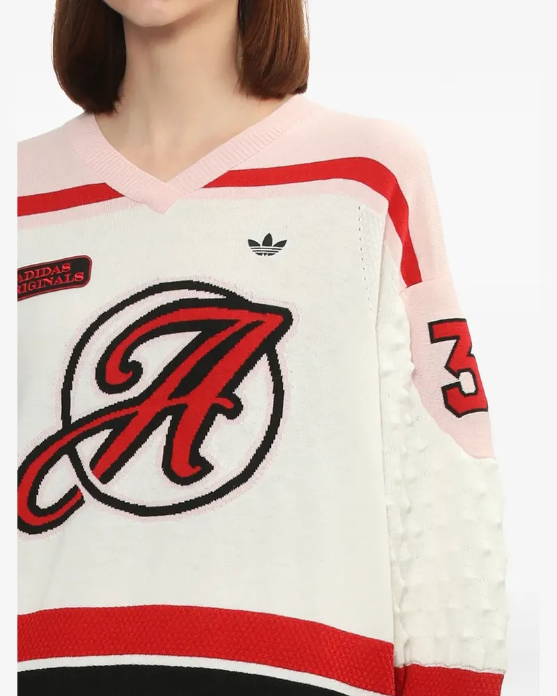 adidas Pullover mit V-Ausschnitt - Weiß Weiß