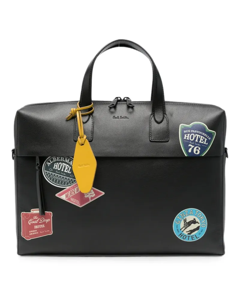 Paul Smith graphic-print leather briefcase - Schwarz Schwarz