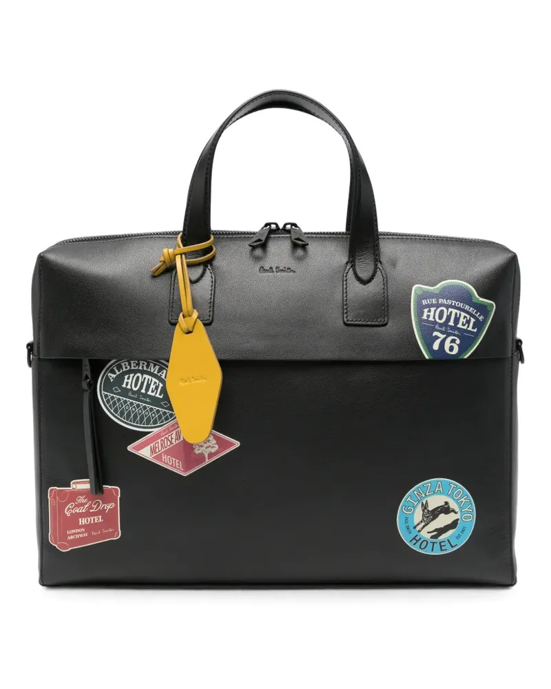 Paul Smith graphic-print leather briefcase - Schwarz Schwarz