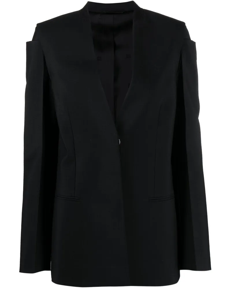Givenchy Einreihige Jacke ohne Kragen - Schwarz Schwarz