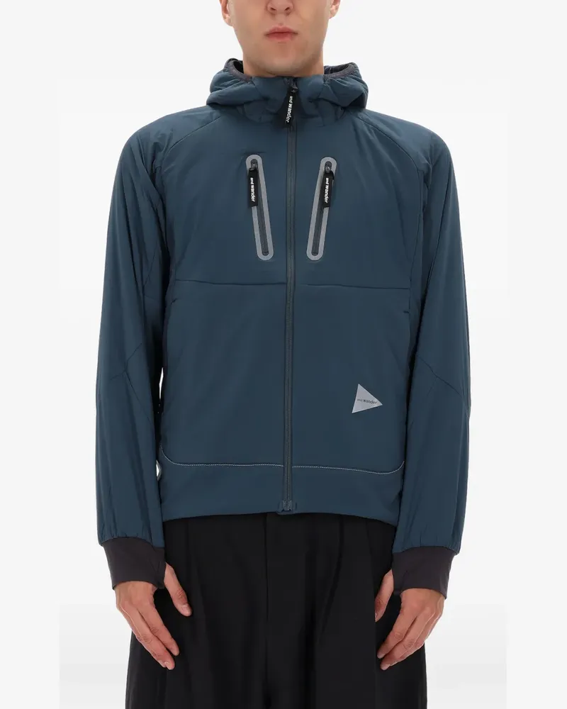 and wander Kapuzenjacke mit Reißverschlusstaschen - Blau Blau