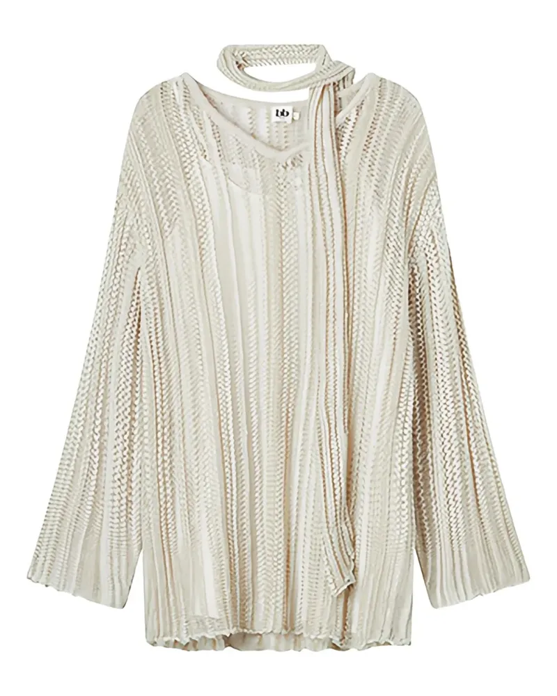 b+ab Pullover mit Lochstrickmuster - Nude Nude