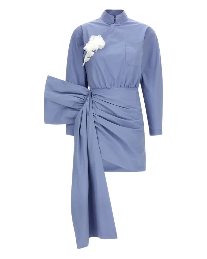 Self-Portrait tie side bow mini dress - Blau Blau