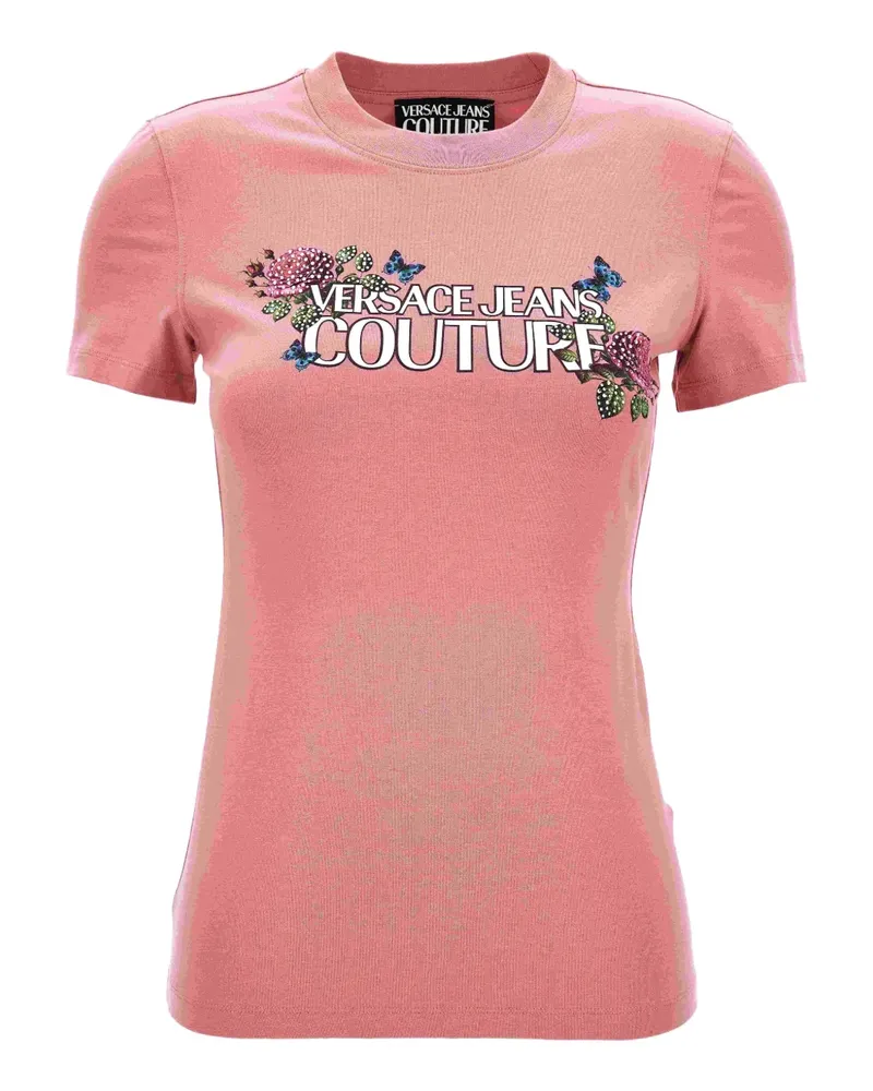 Versace Jeans T-Shirt mit Blumenverzierung - Rosa Rosa