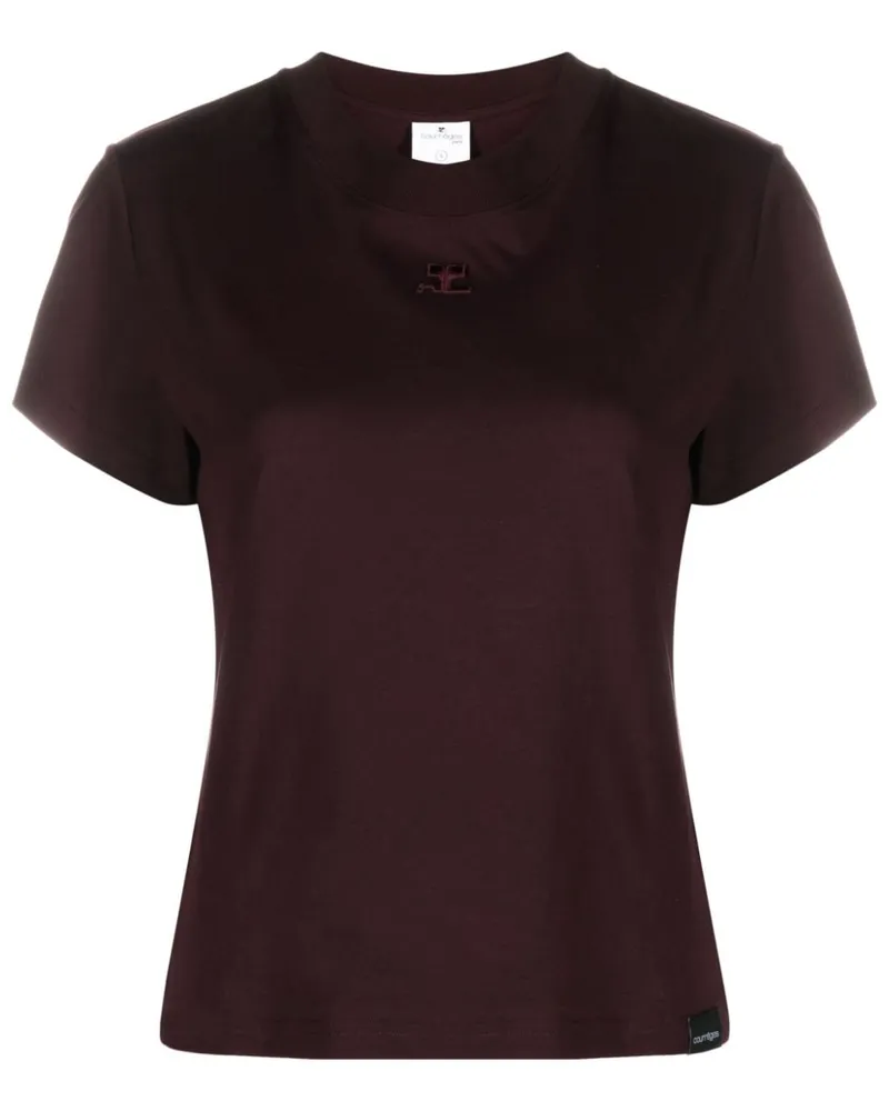 Courrèges T-Shirt mit Logo-Patch - Rot Rot