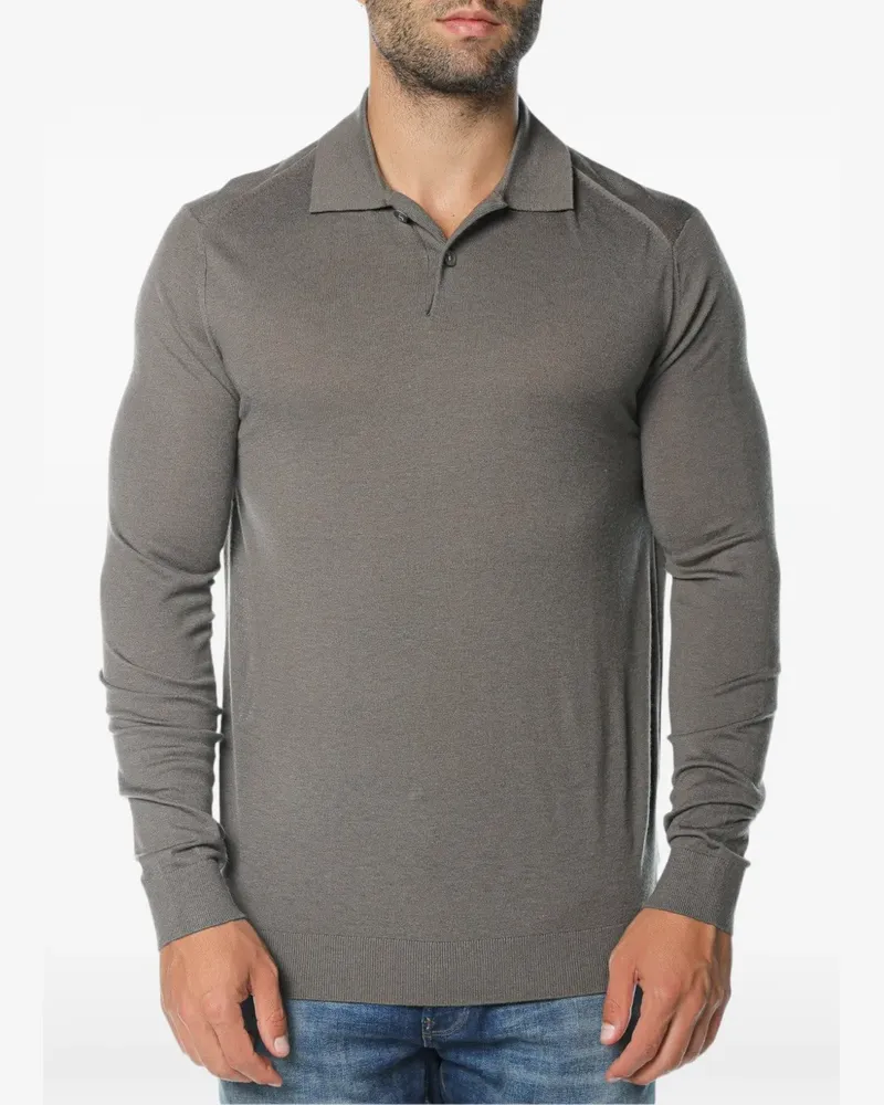 Armani Exchange Gestricktes Poloshirt - Grau Grau