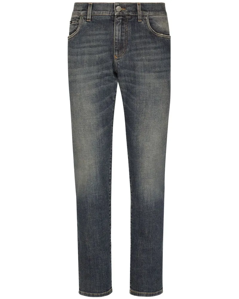 Dolce & Gabbana Skinny-Jeans mit Logo-Applikation - Blau Blau