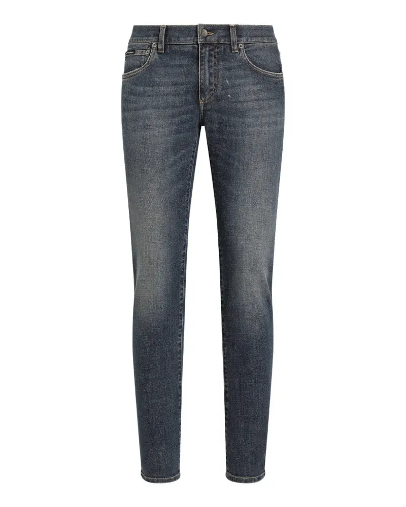 Dolce & Gabbana Skinny-Jeans mit Logo-Applikation - Blau Blau