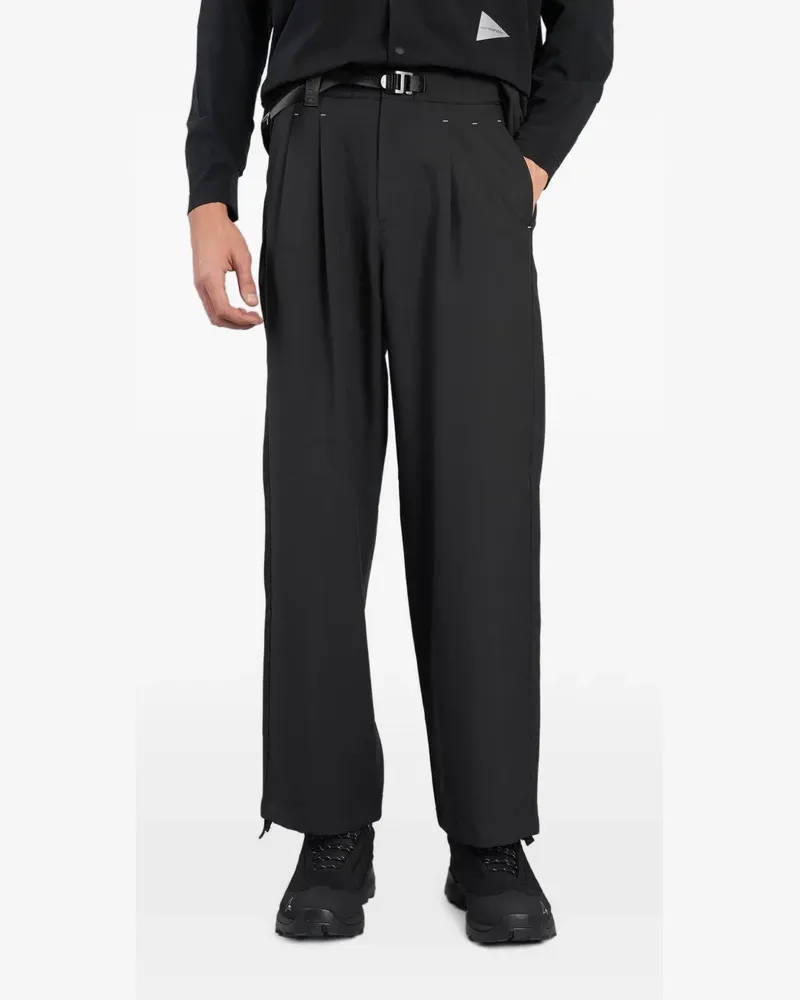 and wander pleated belted straight-leg trousers - Schwarz Schwarz