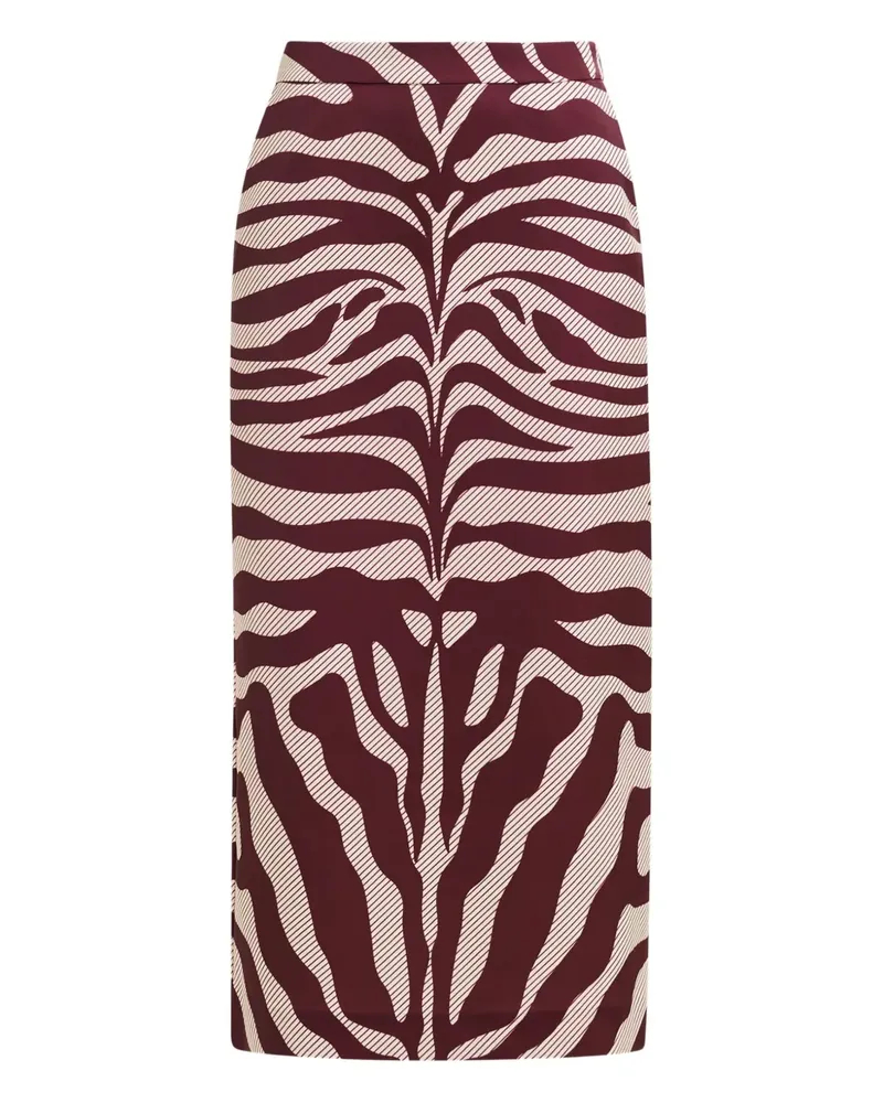 Essentiel Midirock mit Zebra-Print - Rot Rot