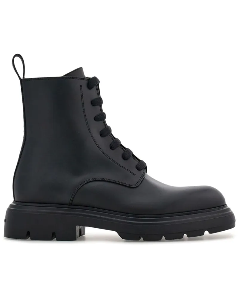 Ferragamo Stiefel im Military-Look - Schwarz Schwarz