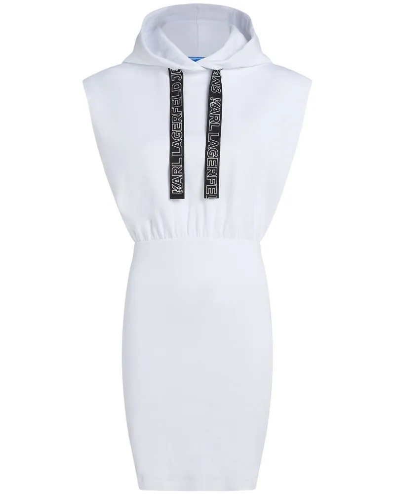 Karl Lagerfeld Ärmelloses Minikleid mit Kapuze - Weiß Weiß