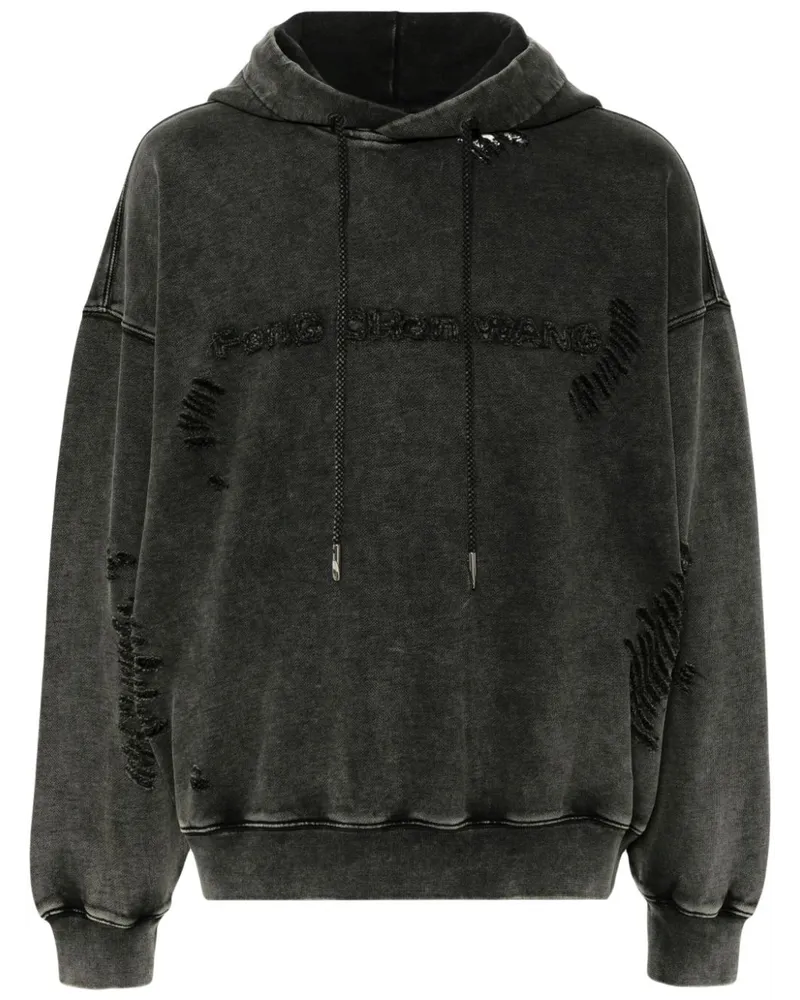 Feng Chen Wang Gerippter Hoodie Grau