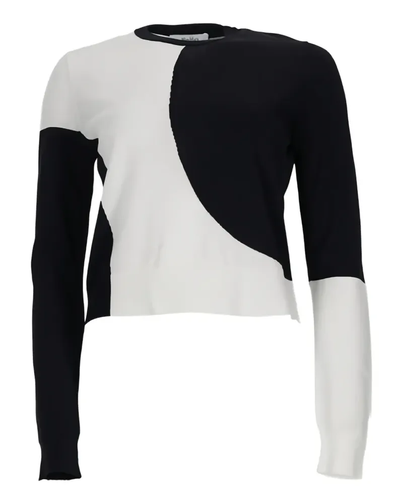 Max Mara Intarsien-Pullover in Colour-Block-Optik - Schwarz Schwarz