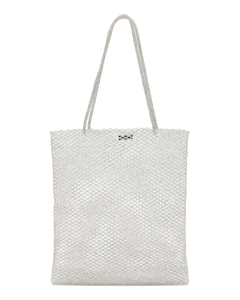 CORDERA beaded tote bag - Silber Silber