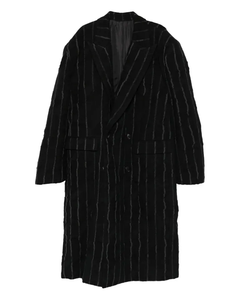 JUUN.J double-breasted striped-pattern coat - Schwarz Schwarz