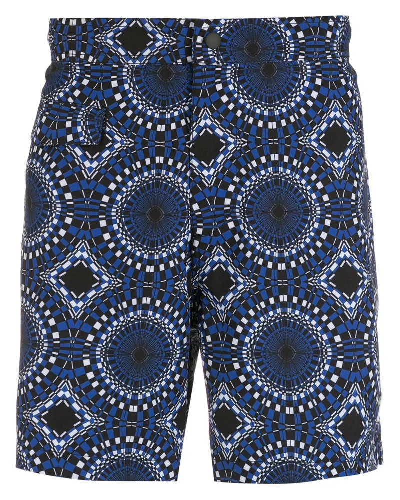 Amir Slama Badeshorts mit abstraktem Print - Blau Blau