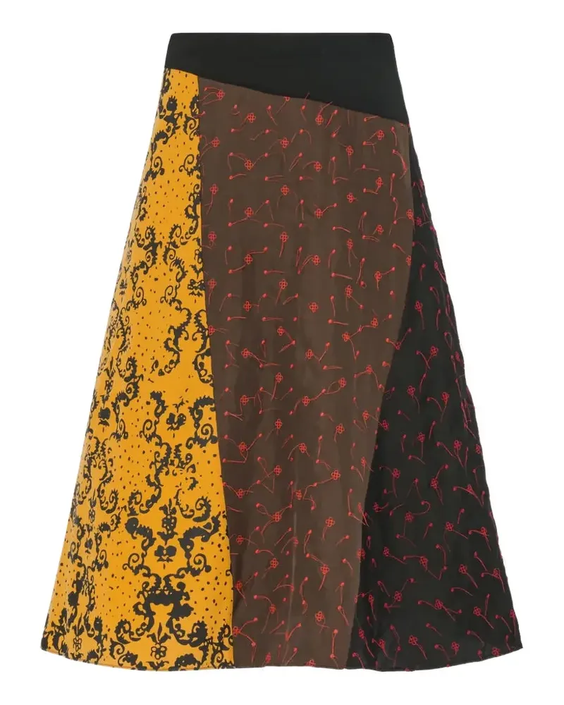 6397 Scraps Midirock im Patchwork-Look - Braun Braun