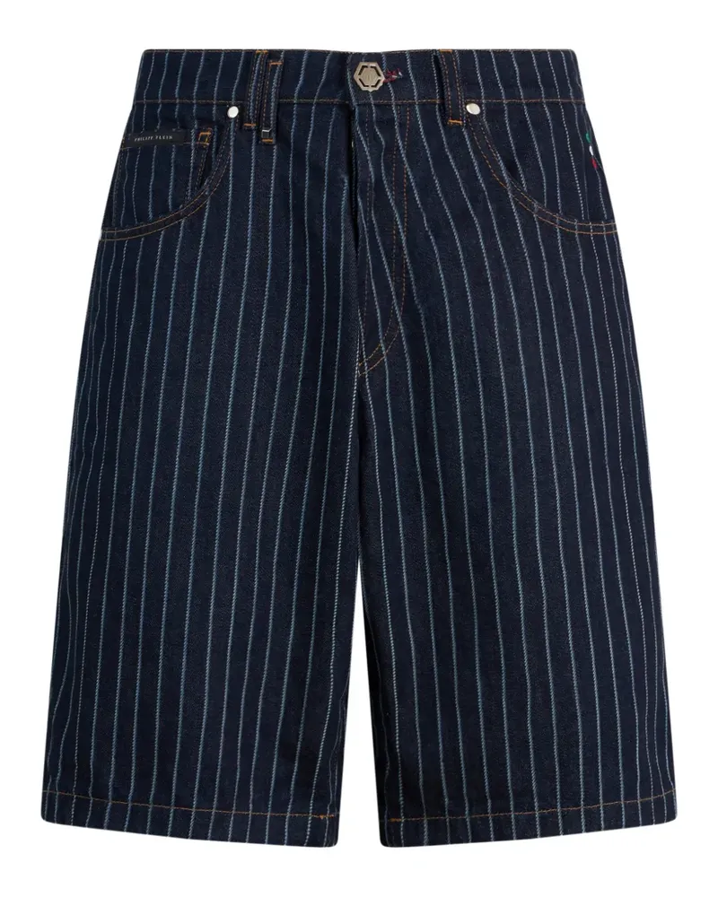 Philipp Plein Jeans-Shorts mit Nadelstreifen - Blau Blau