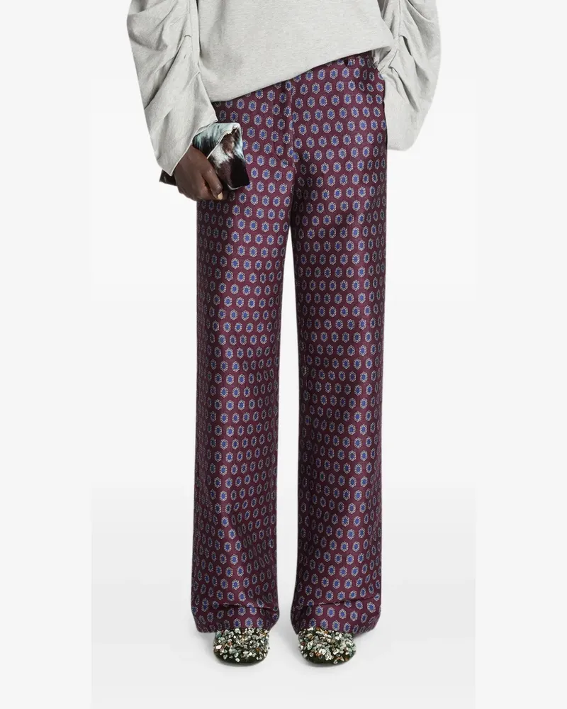 Dries van Noten Hose mit Jacquardmuster - Rot Rot