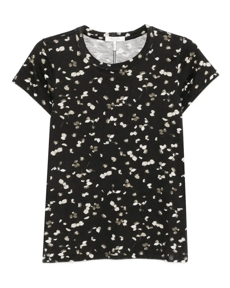 Rag & Bone T-Shirt mit Blumen-Print - Schwarz Schwarz
