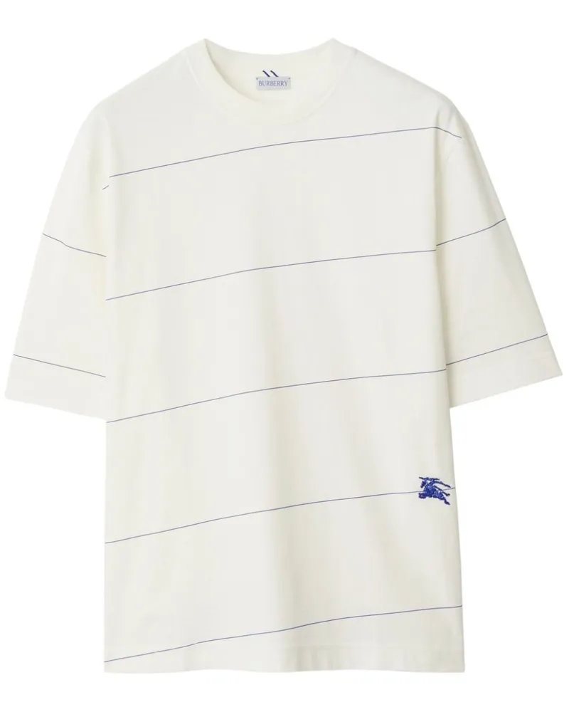 Burberry Gestreiftes T-Shirt - Weiß Weiß