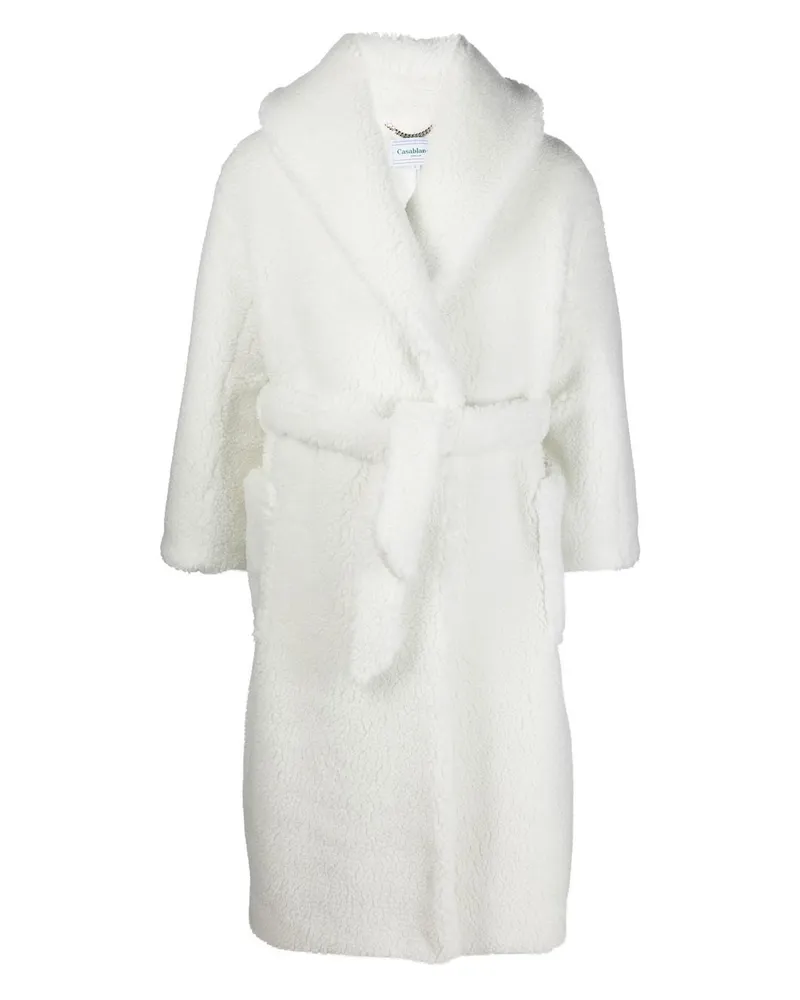 Casablanca Paris Teddy-Mantel mit Gürtel - Weiß Weiß