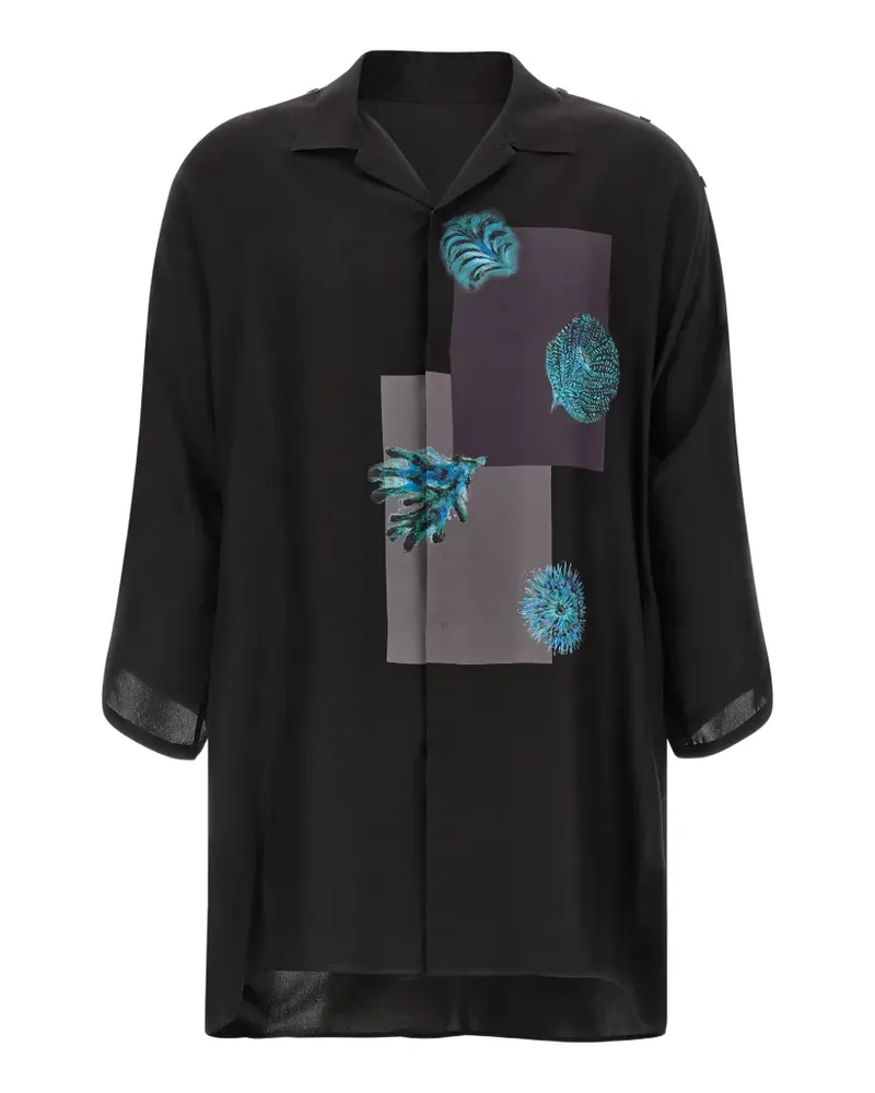 Yohji Yamamoto printed silk shirt - Schwarz Schwarz