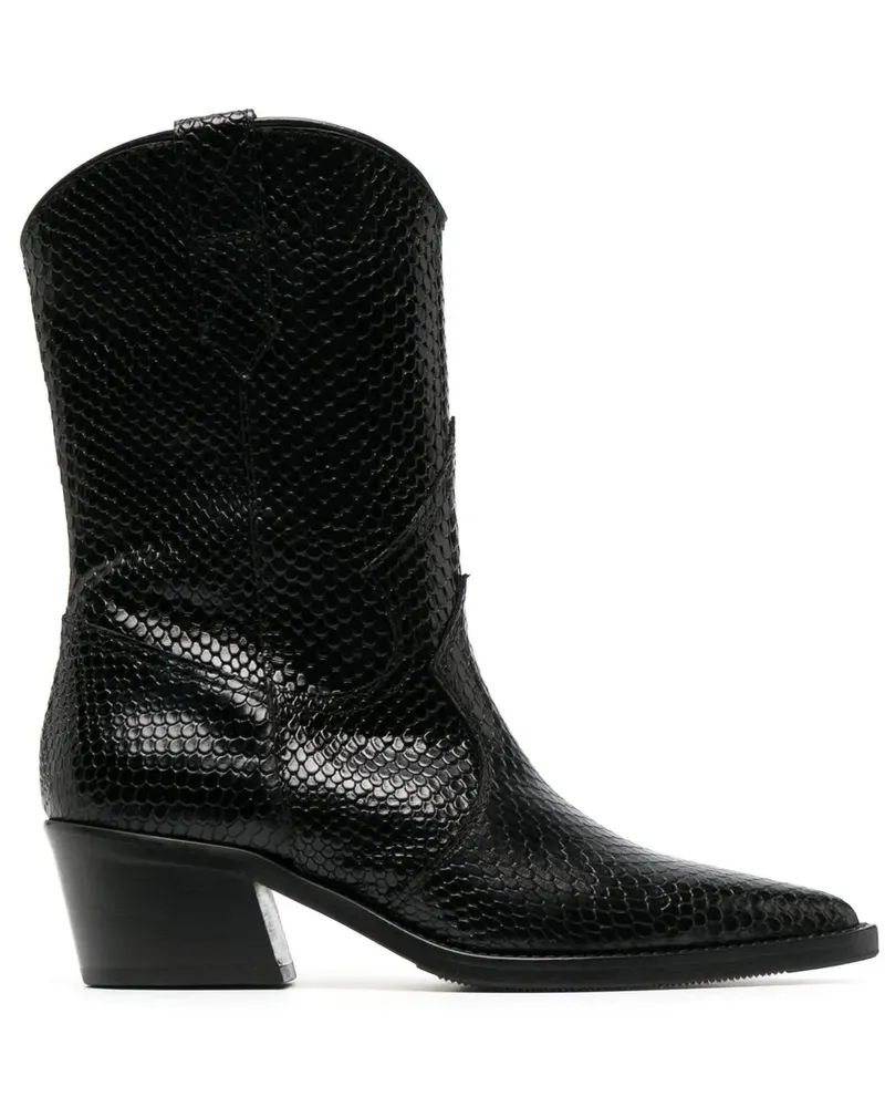 Via Roma 15 Stiefel mit Schlangen-Effekt - Schwarz Schwarz