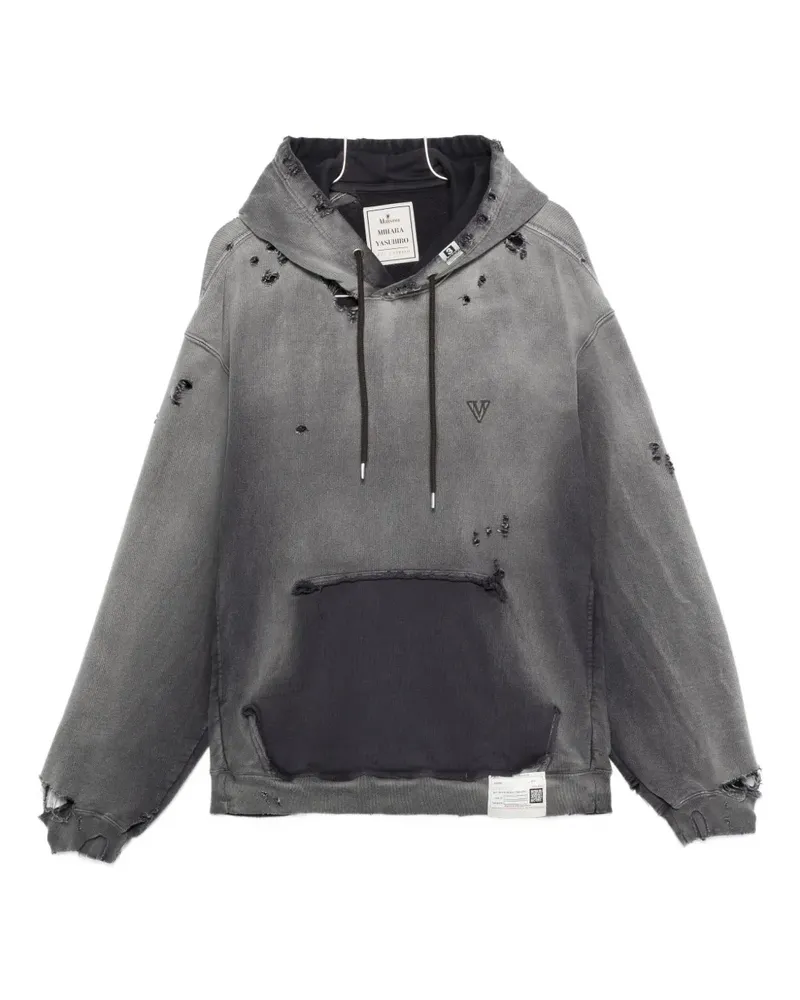 MIHARAYASUHIRO distressed cotton hoodie - Schwarz Schwarz