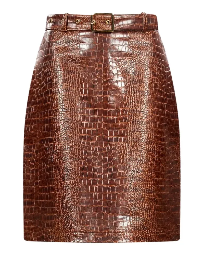 Rowen Rose mini croc-effect belted skirt - Braun Braun