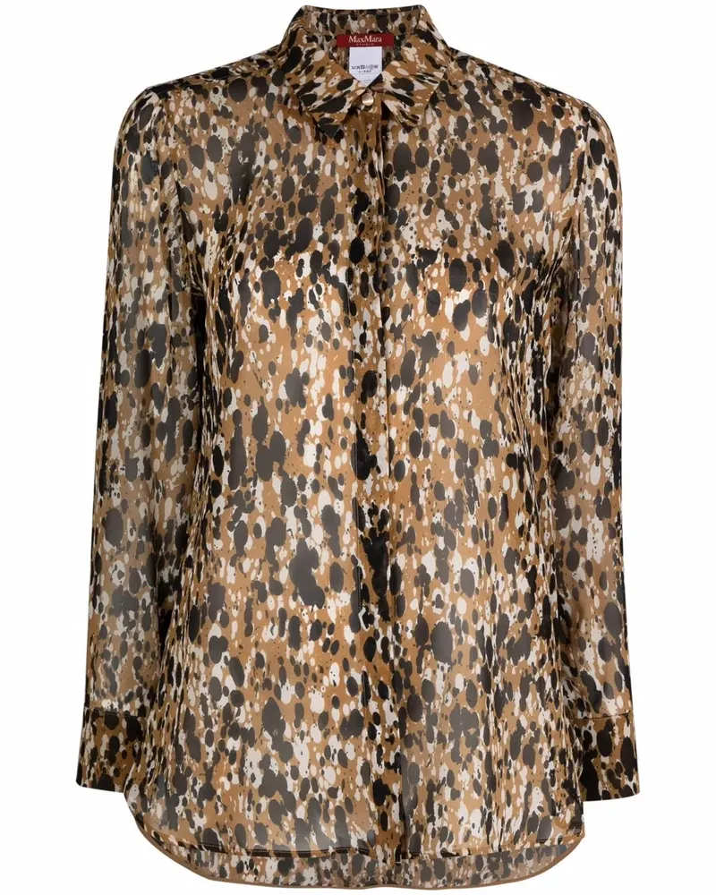 Max Mara Seidenhemd mit abstraktem Print - Braun Braun