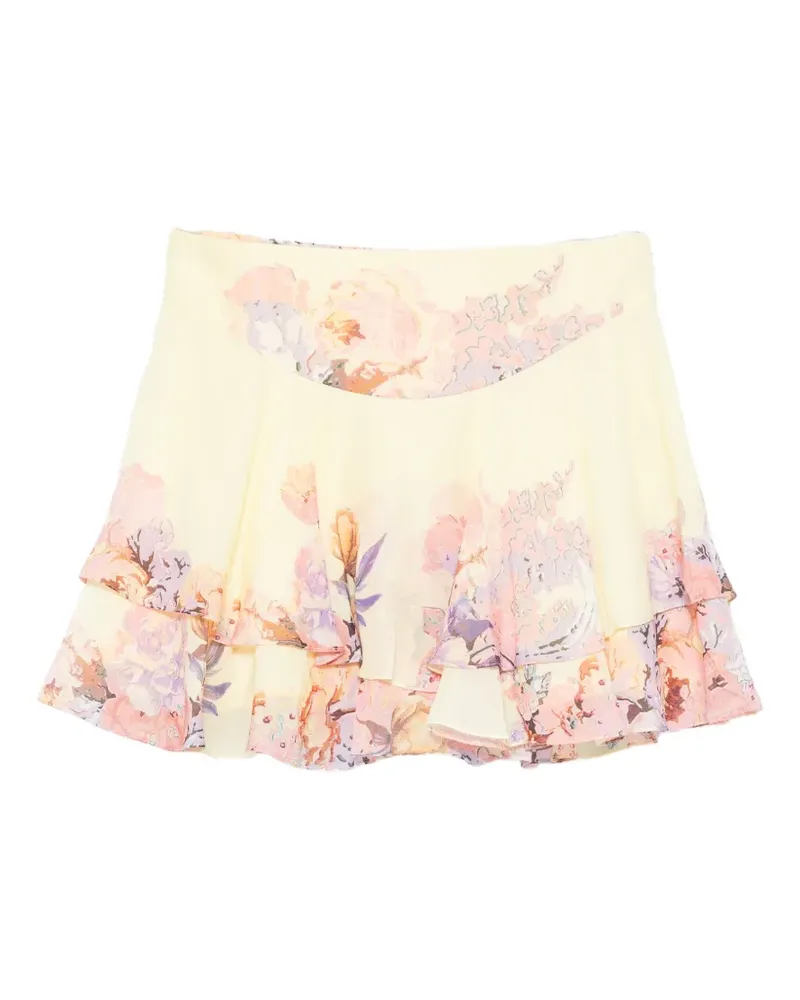Hemant & Nandita Kysha floral-print ruffled mini skirt - Gelb Gelb