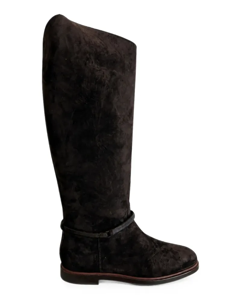 Brunello Cucinelli Wildlederstiefel mit elegantem Riemen - Braun Braun