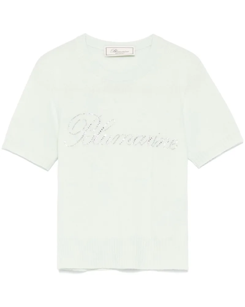 Blumarine T-Shirt mit Logo-Applikation - Grün Grün