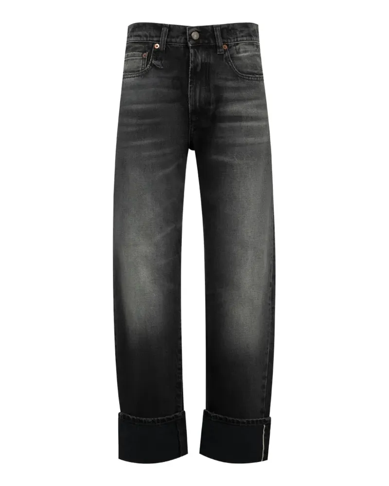 R13 Selvedge Jeans mit Umschlag - Schwarz Schwarz